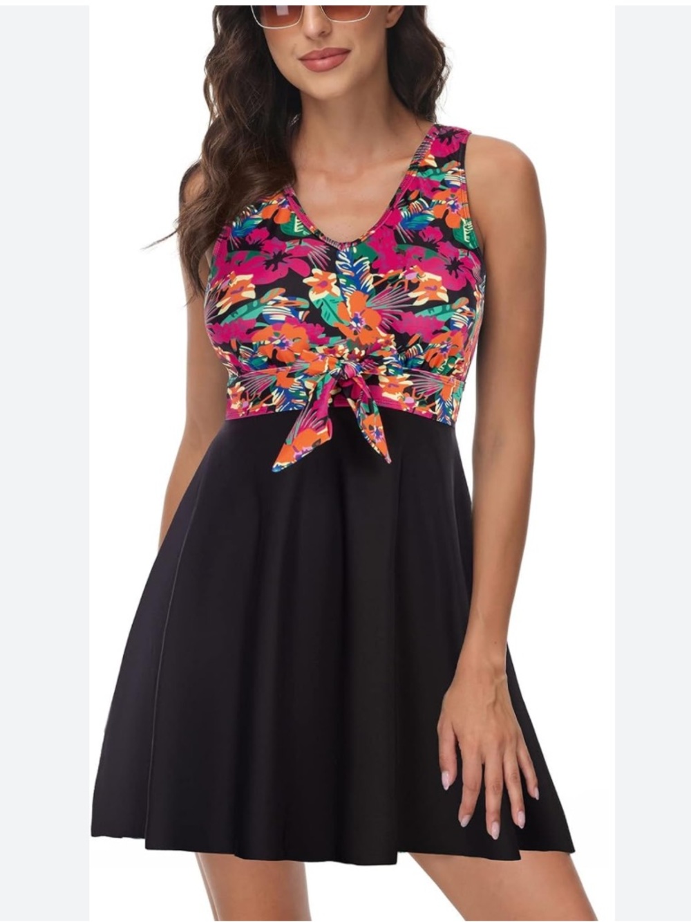 NWT Kate Kasin Swimdress Tummy Control Back Cross Flowy Swimwear BathingSuit 2XL